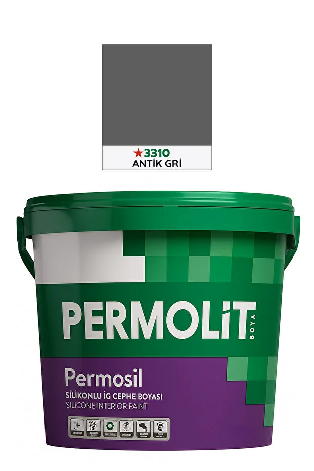 Permosil Silikonlu Silinebilir Su Bazlı İç Cephe Boyası Antik Gri